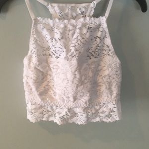 White Lace Crop Top